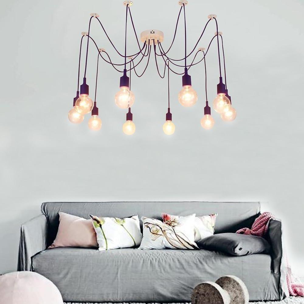 10-Light Adjustable Spider Pendant Light Industrial Metal Chandelier