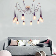 10-Light Adjustable Spider Pendant Light Industrial Metal Chandelier