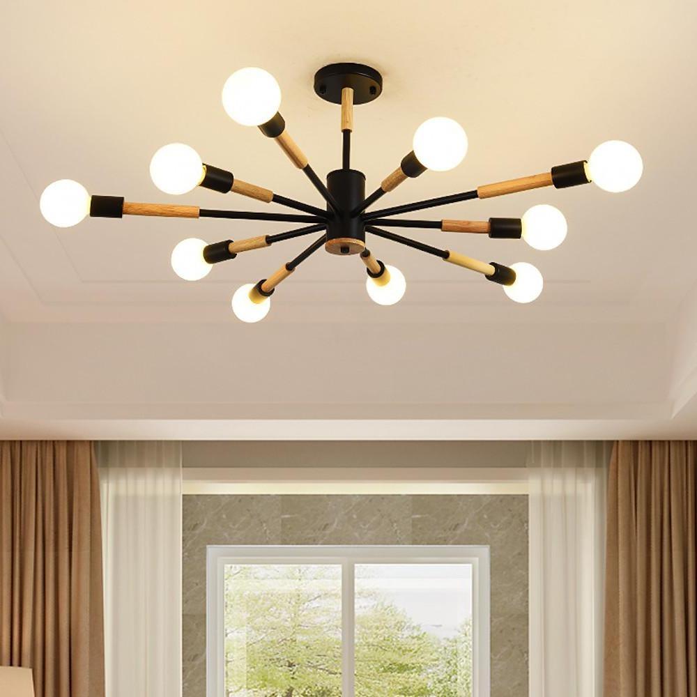 10-Light Nordic Flush Mount Ceiling Chandelier - Metal Finish