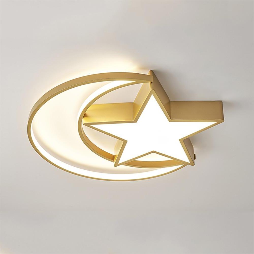 Moon Star Flush Mount Light LED Kids Bedroom Ceiling Light