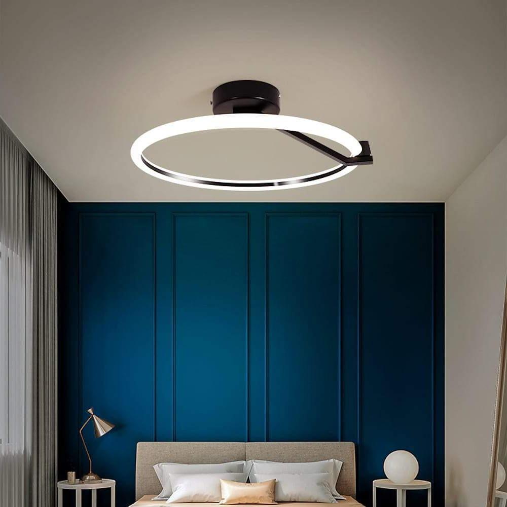 Modern Ring LED Flush Mount Ceiling Light - Metal & Acrylic