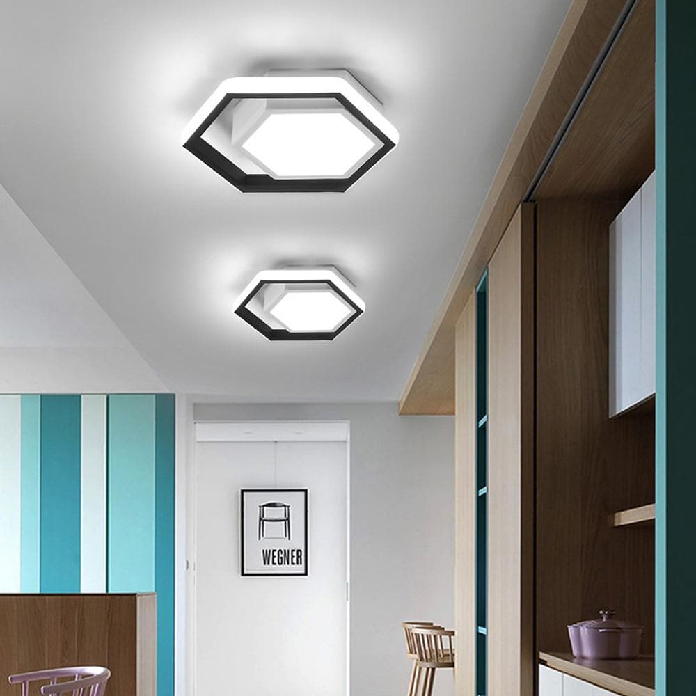 Hexagon LED Flush Mount Ceiling Light - Modern Geometric Design