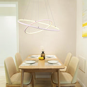 Modern LED Chandelier 2-Ring Geometric Adjustable Pendant Light