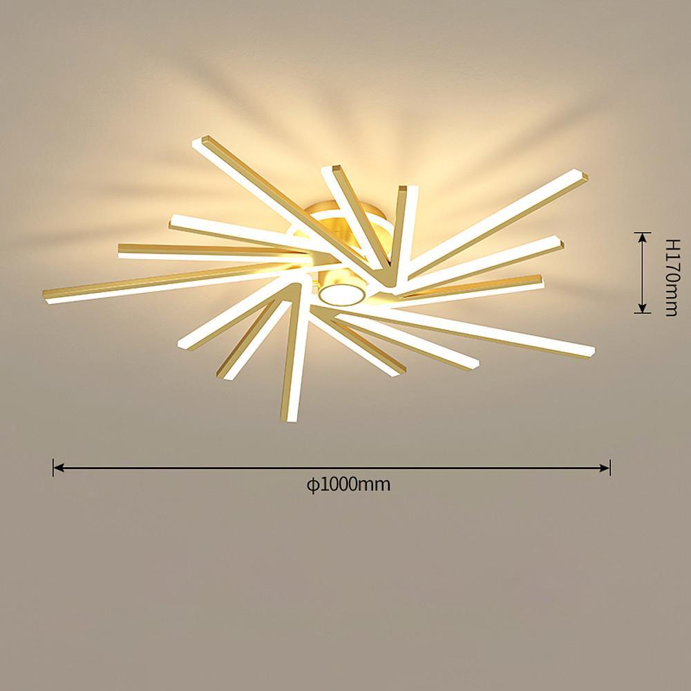 Abstract Flower Tube LED Flush Mount Ceiling Light - Gold Finish