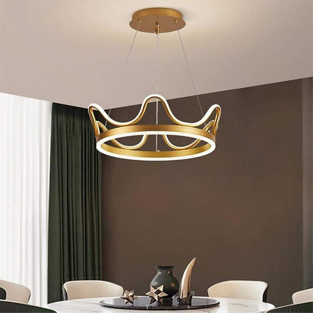Dimmable LED Ring Chandelier Crown Design Aluminum & Acrylic