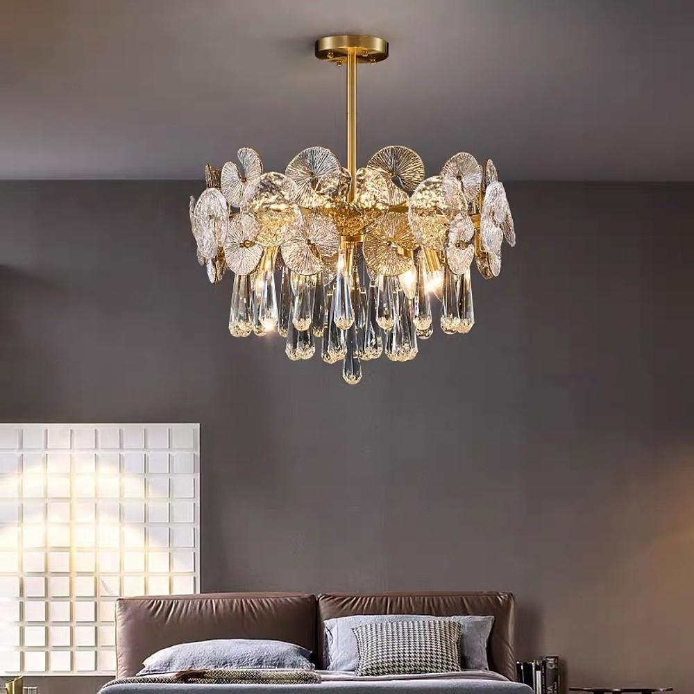 Modern Crystal Candelabra Flush Mount Ceiling Light LED 20 Inch