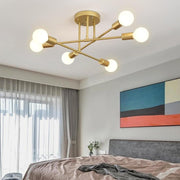 Geometric Sputnik Semi Flush Mount Ceiling Light with 6 LED Bulbs