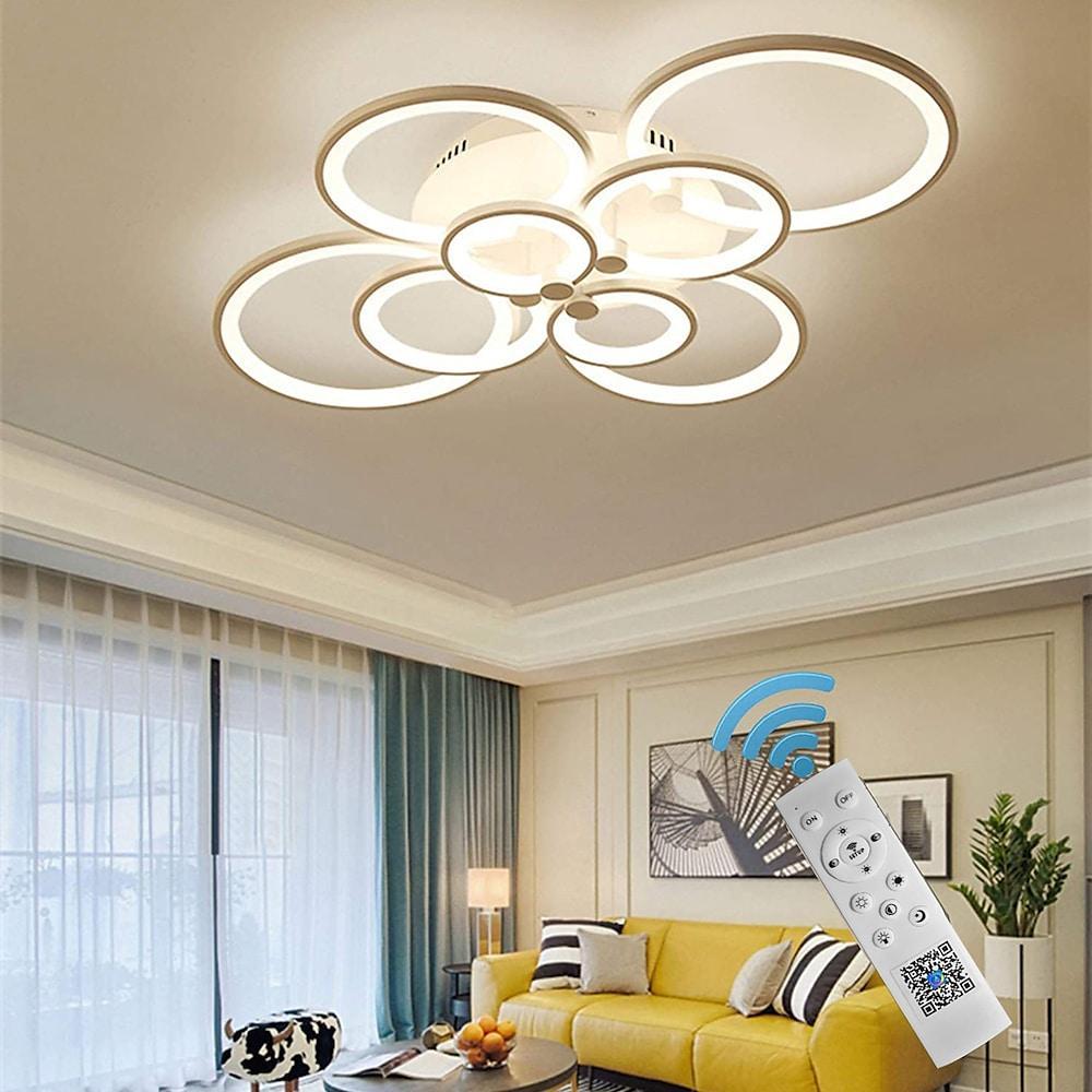 Modern Semi Flush Mount Light with Overlapping Rings - LED Ceiling