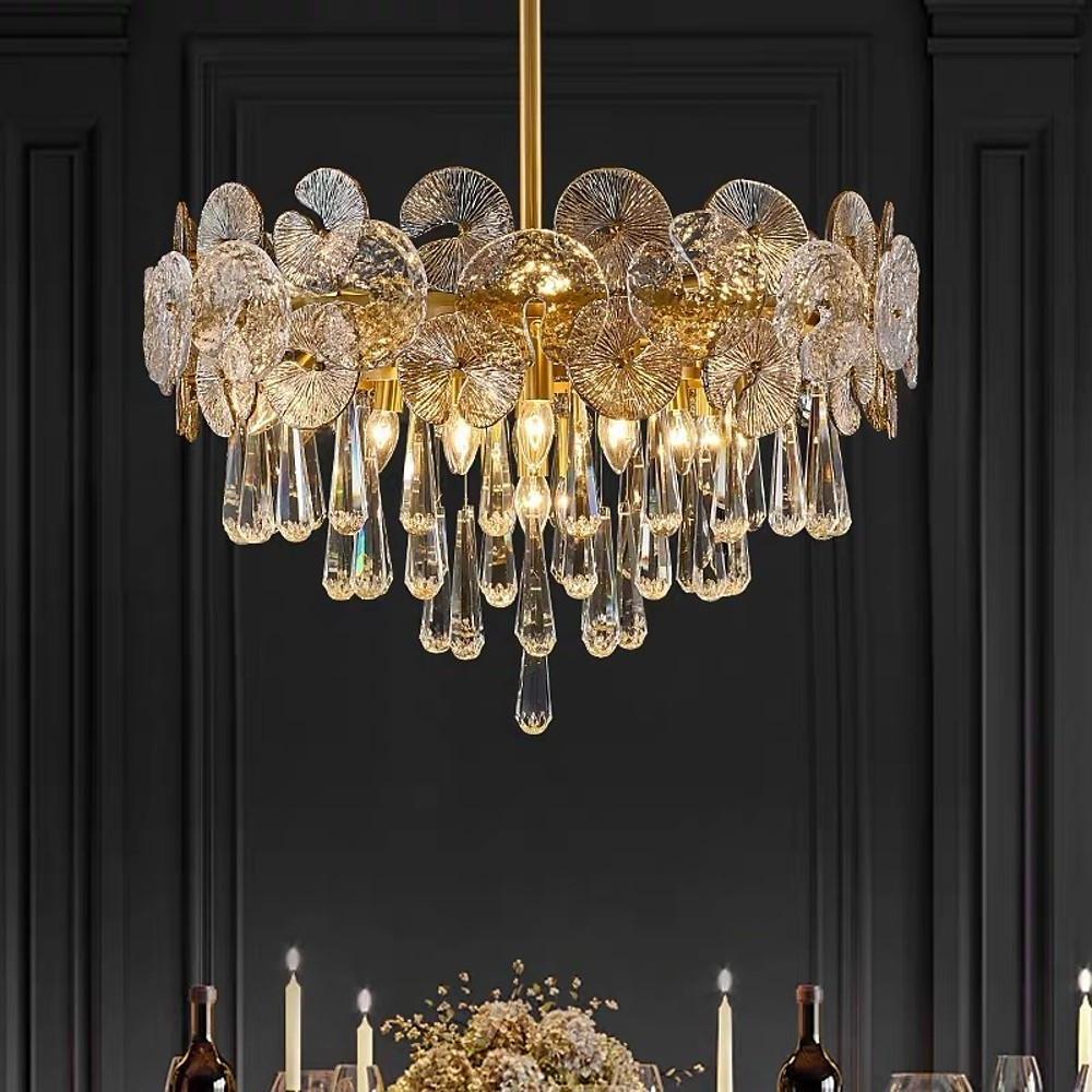 Modern Crystal Candelabra Flush Mount Ceiling Light LED 20 Inch