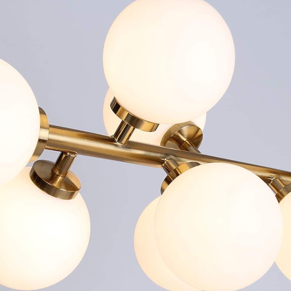 16-Light Linear Island Chandelier - Gold & Black Iron with Glass