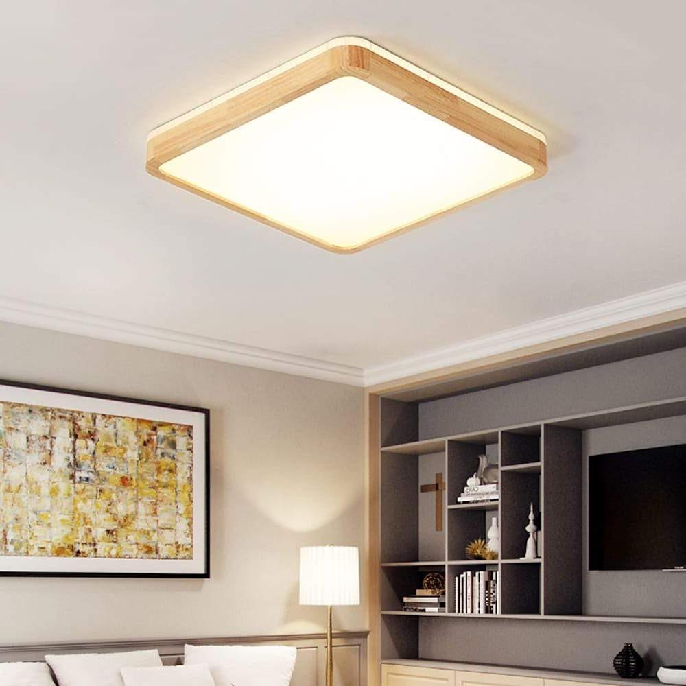 Circular Wood LED Flush Mount Ceiling Light – Nordic Minimalist Design