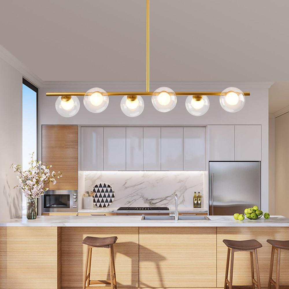 Modern Nordic Sphere Chandelier 6-Light Glass Metal Ceiling Light