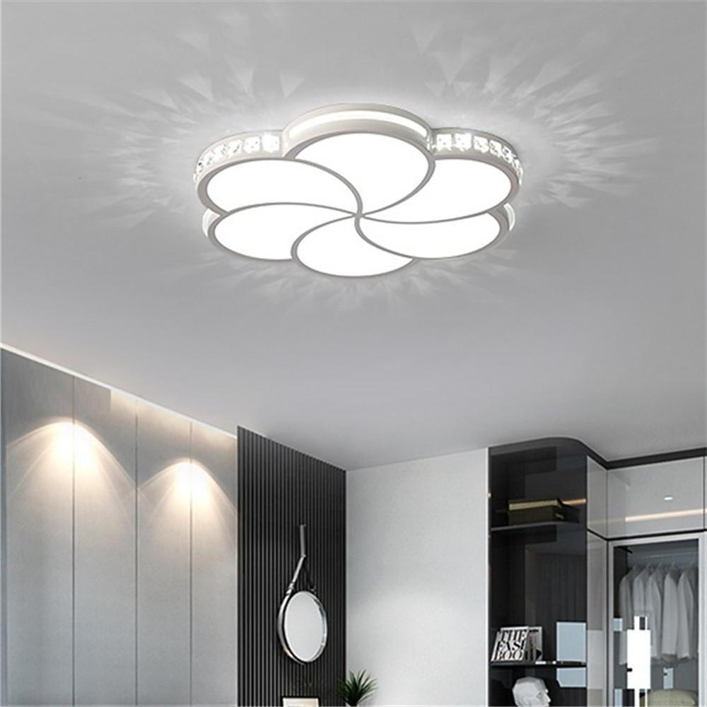 Flower Crystal Dimmable LED Flush Mount Ceiling Light White Modern