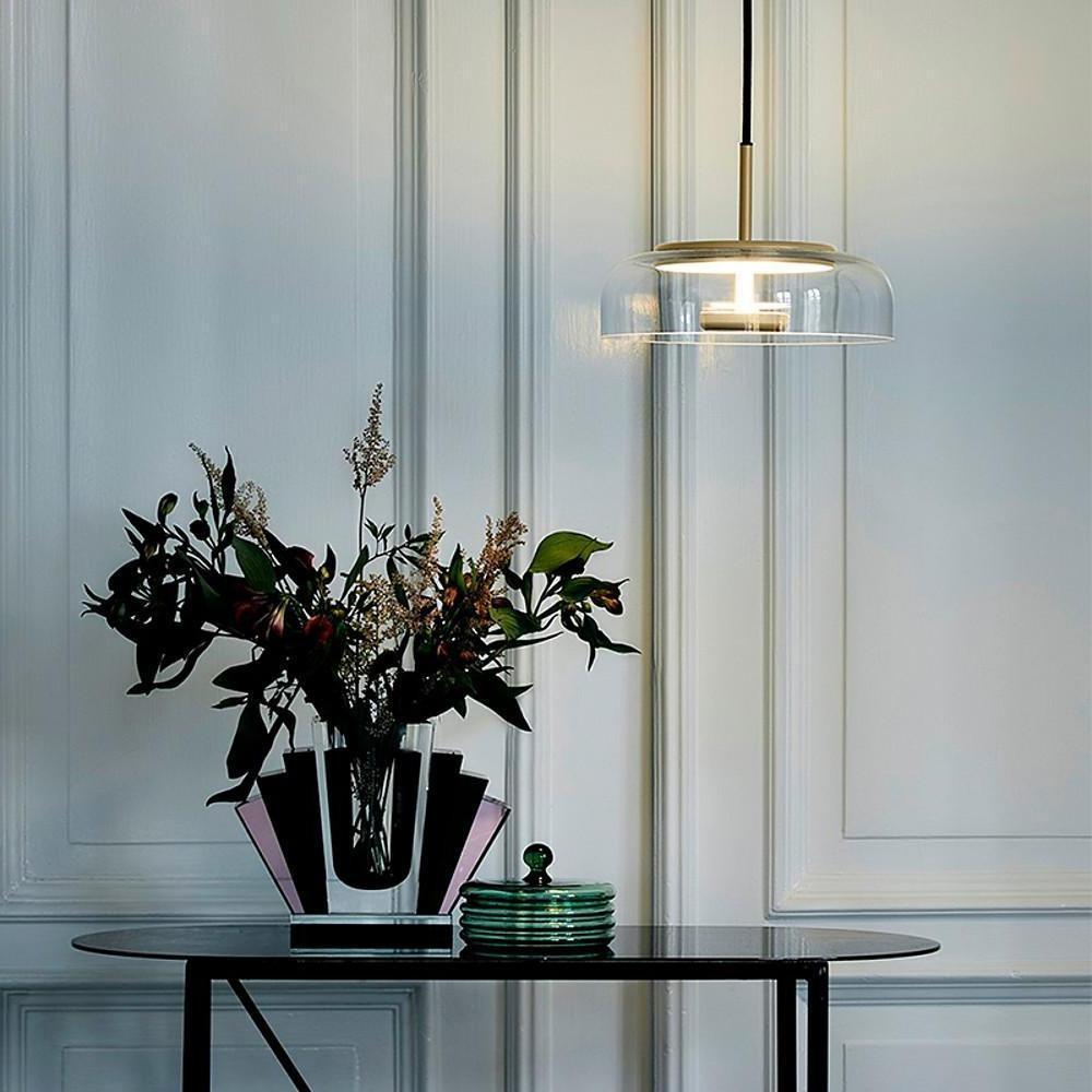 Modern Glass Pendant Light with Electroplated Metal Finish