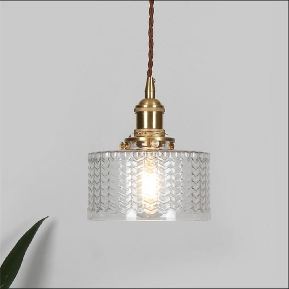 Nordic Glass Pendant Light with Textured Shade - Modern Minimalist