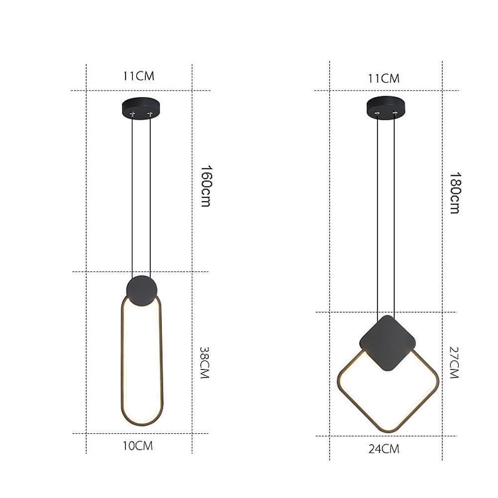 Geometric Black LED Pendant Light Modern Hanging Ceiling Lamp