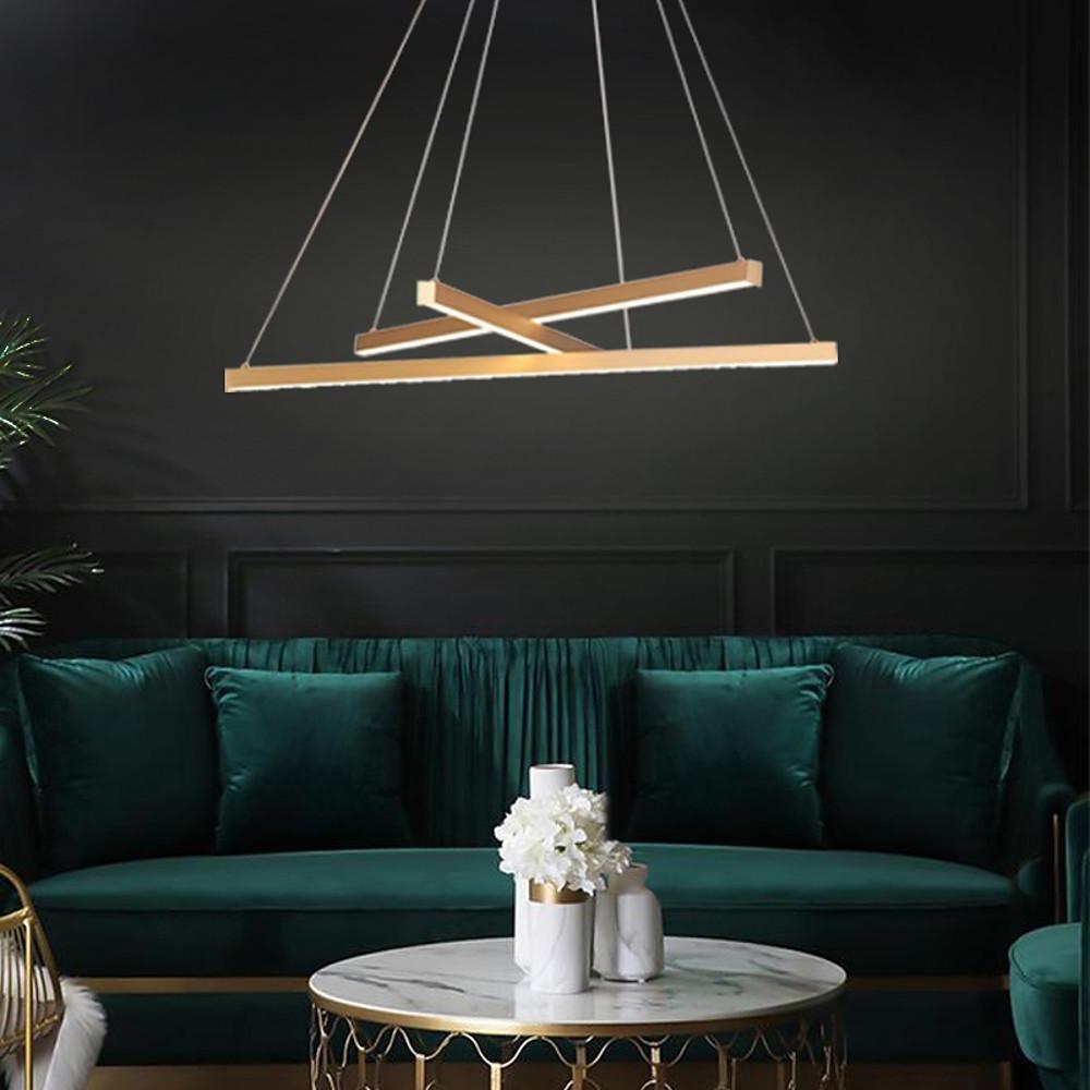 Modern Linear Chandelier – 3-Light Gold Aluminum Ceiling Light