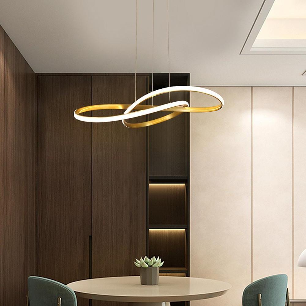Interweaved Wave LED Gold Pendant Light Modern Island Chandelier