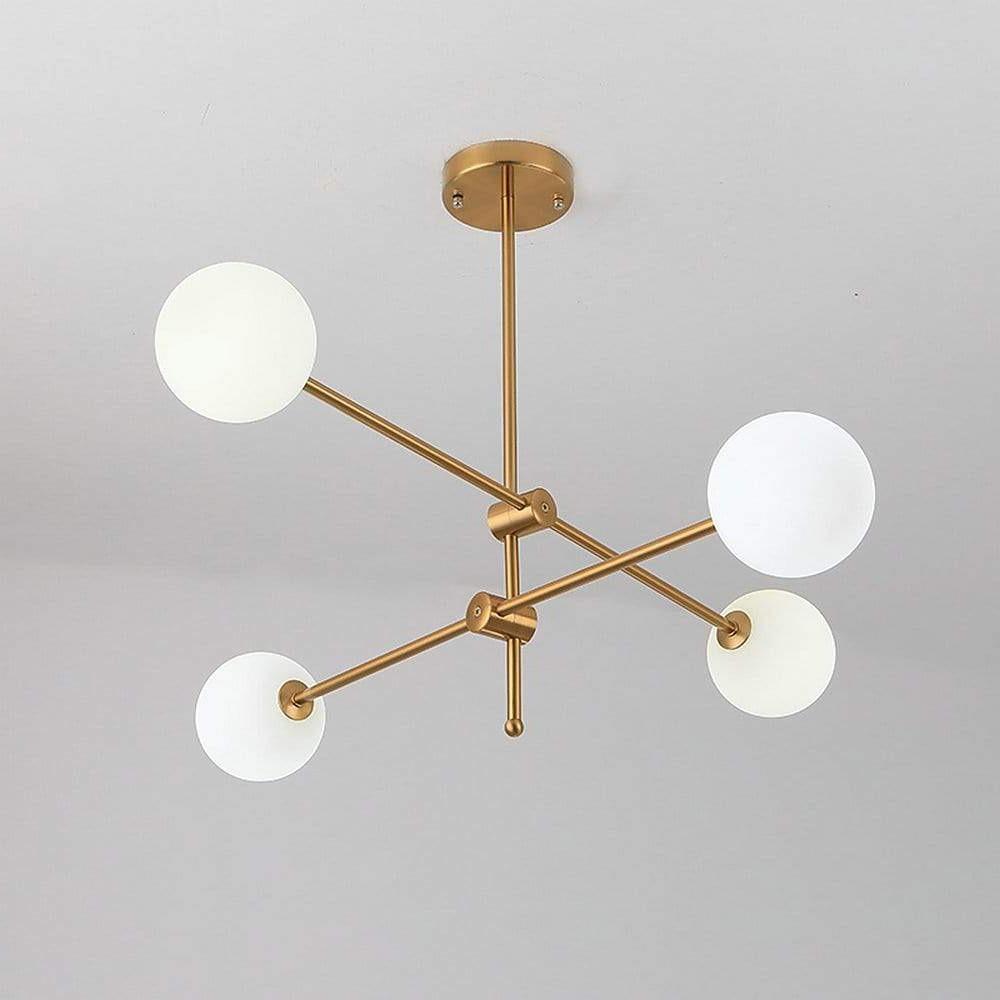Geometric Sputnik Chandelier Gold Metal Glass 4-Light Modern