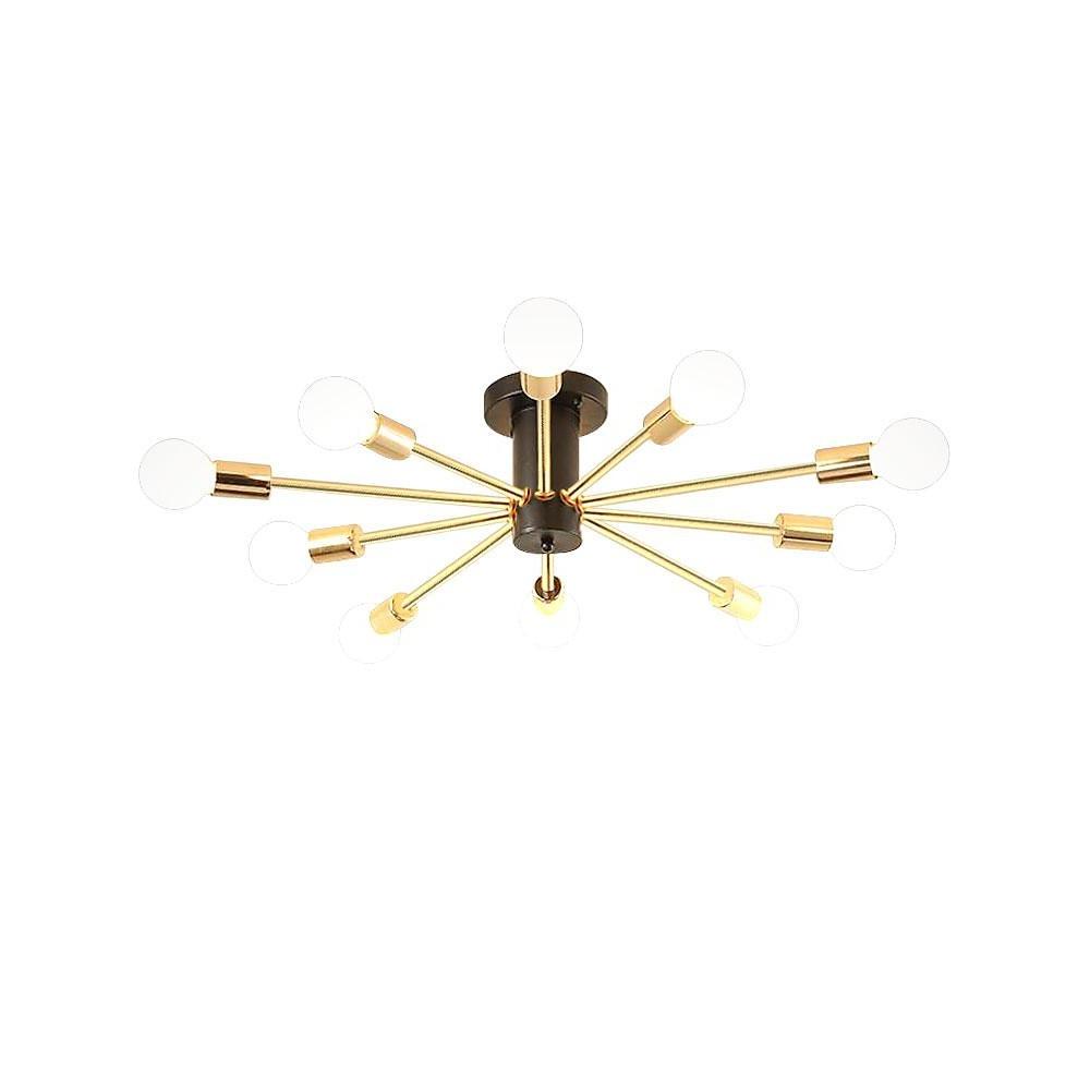 Modern Sputnik Chandelier - 10-Light Geometric Metal Pendant