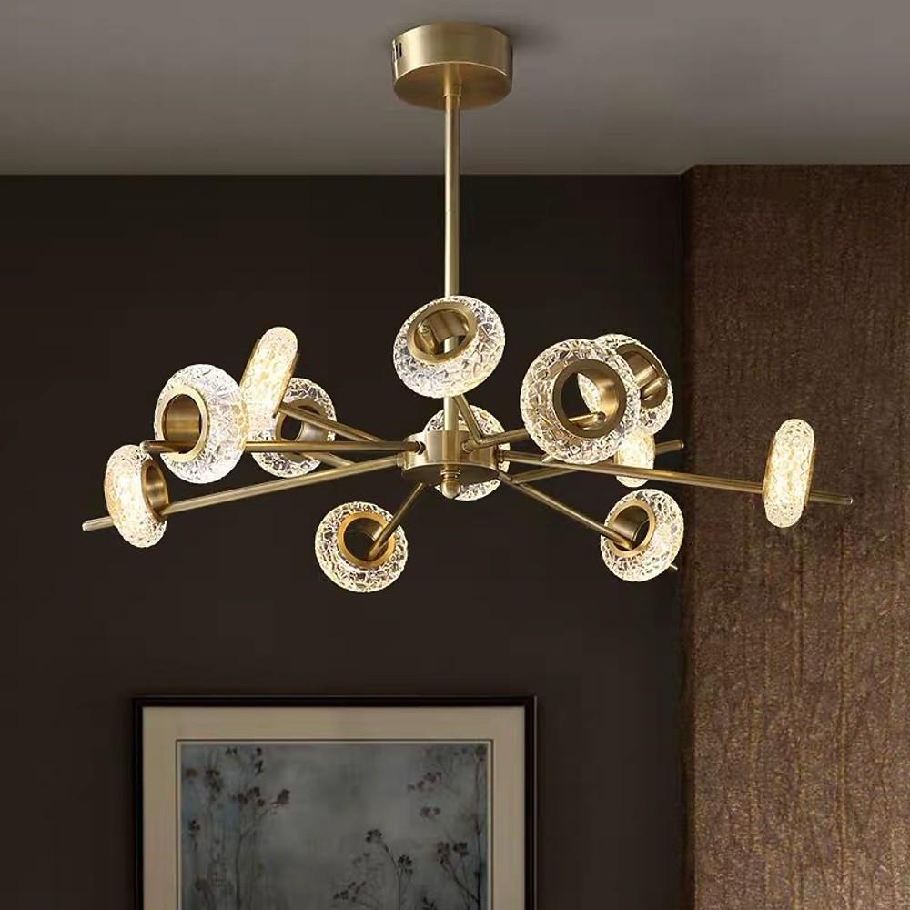 Modern Crystal Sputnik LED Chandelier Gold Electroplated Finish
