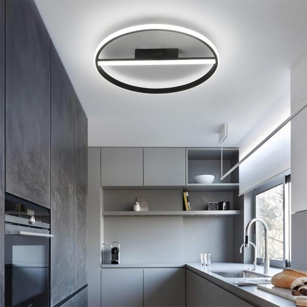 Modern Circle Flush Mount LED Ceiling Light Metal 18" 30W