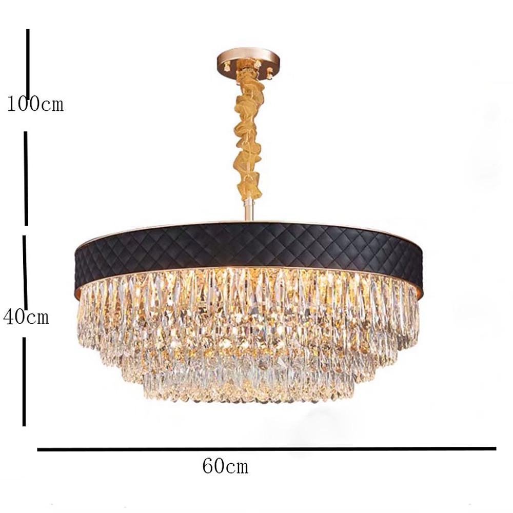 Modern Crystal Drum Chandelier with Electroplated Metal Finish