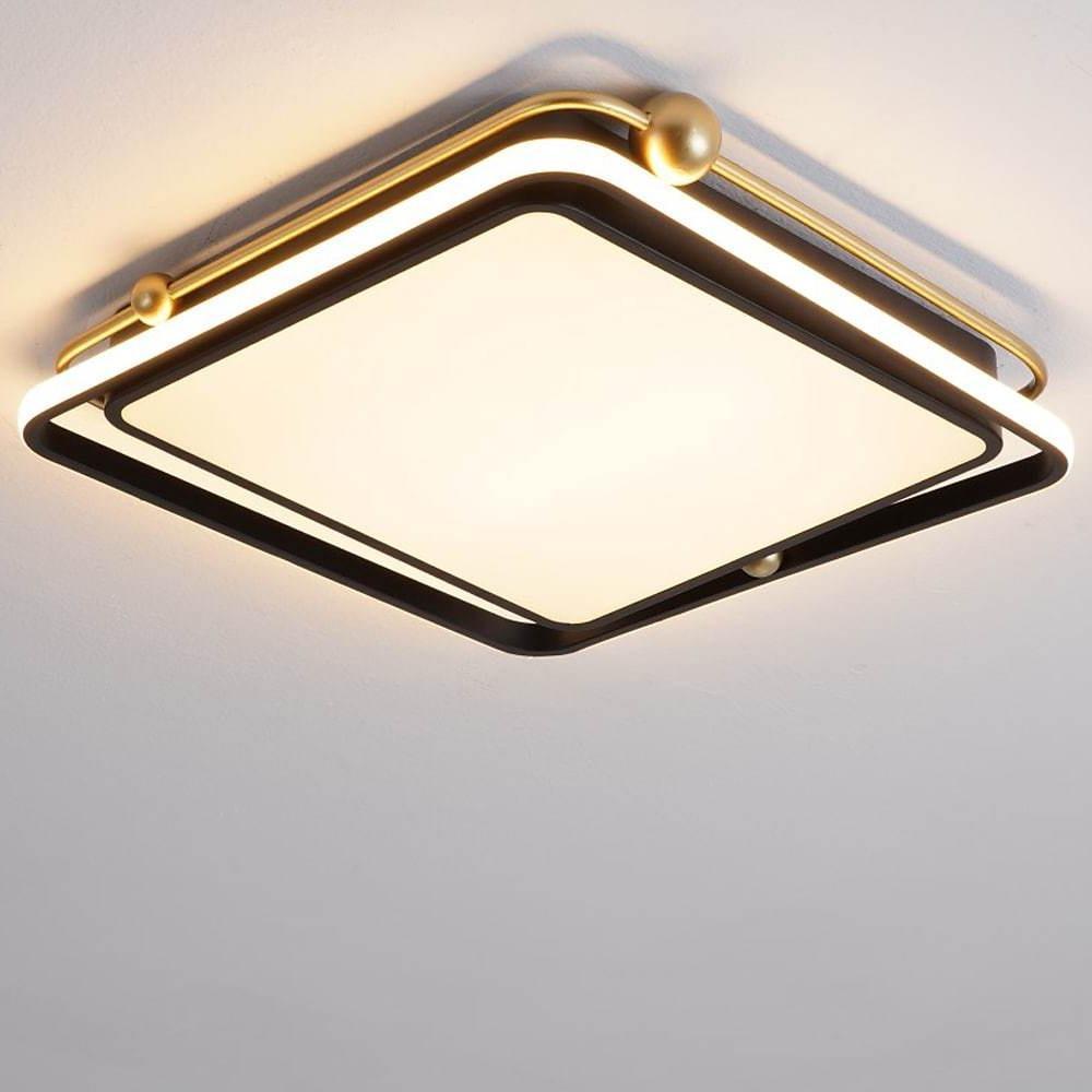 Geometric LED Flush Mount Ceiling Light - Dimmable Acrylic Shade