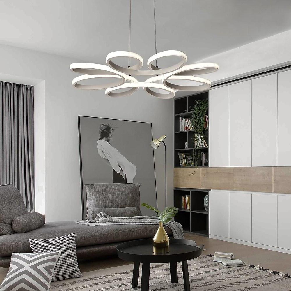 Curved Flower Dimmable LED Pendant Light - Modern Aluminum