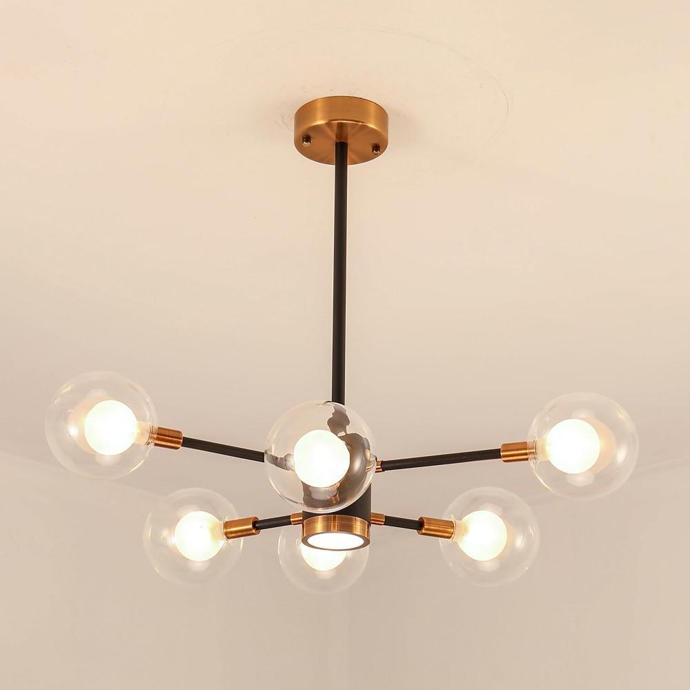 6-Light Modern Glass Globe Chandelier for Kitchen & Dining