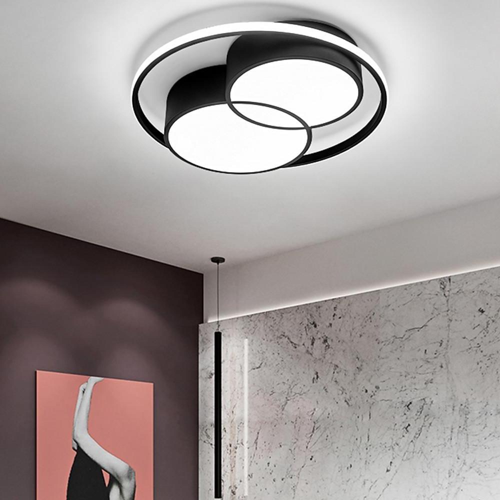 Modern Three-Circle LED Flush Mount Ceiling Light - Dimmable