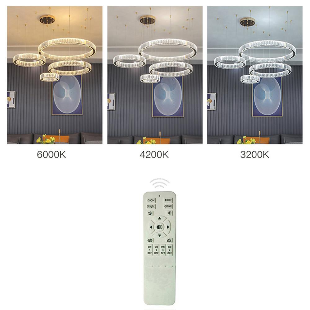 Modern Crystal Chandelier 4-Ring Gold Foyer Statement Lighting