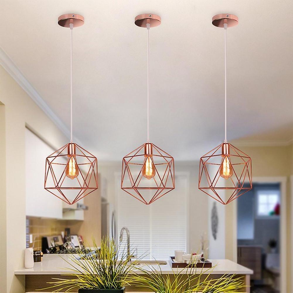 Geometric Cage LED Pendant Light Industrial Metal Flush Mount