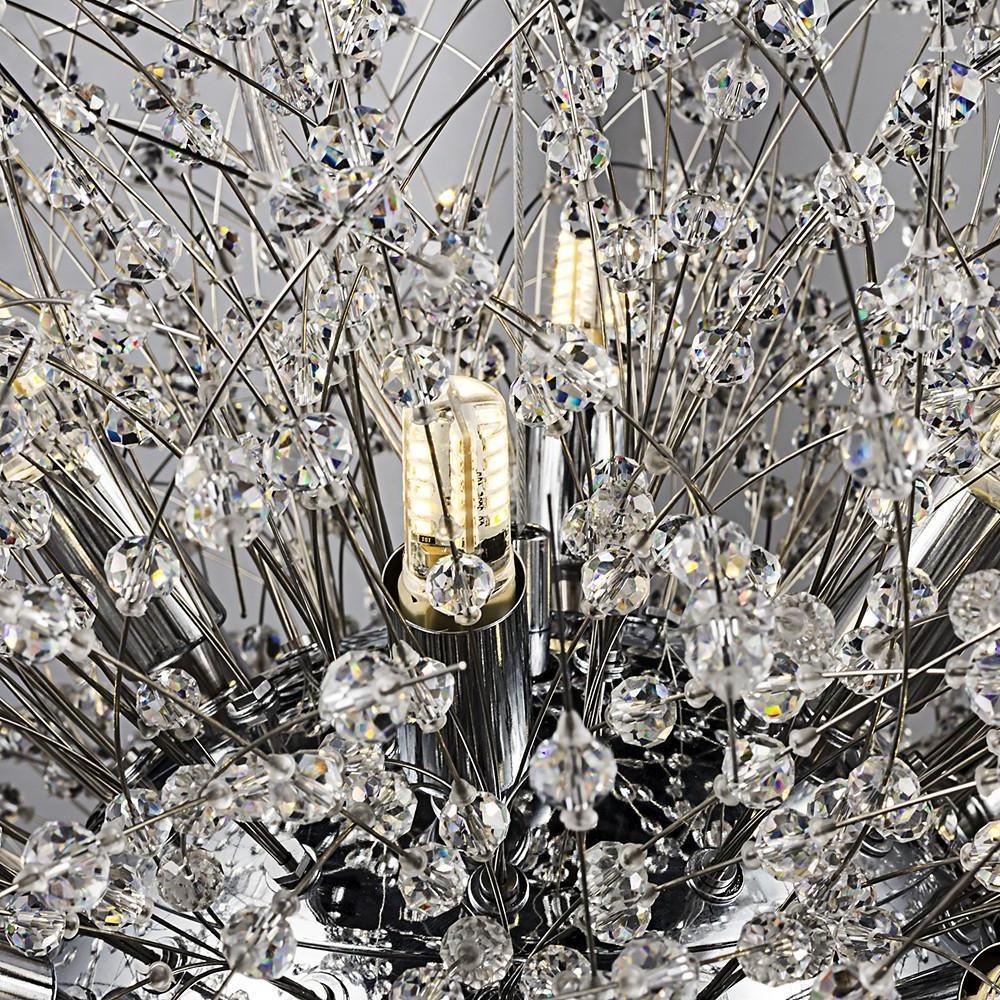 Crystal Globe Chandelier - Modern LED Pendant Light Metal Finish