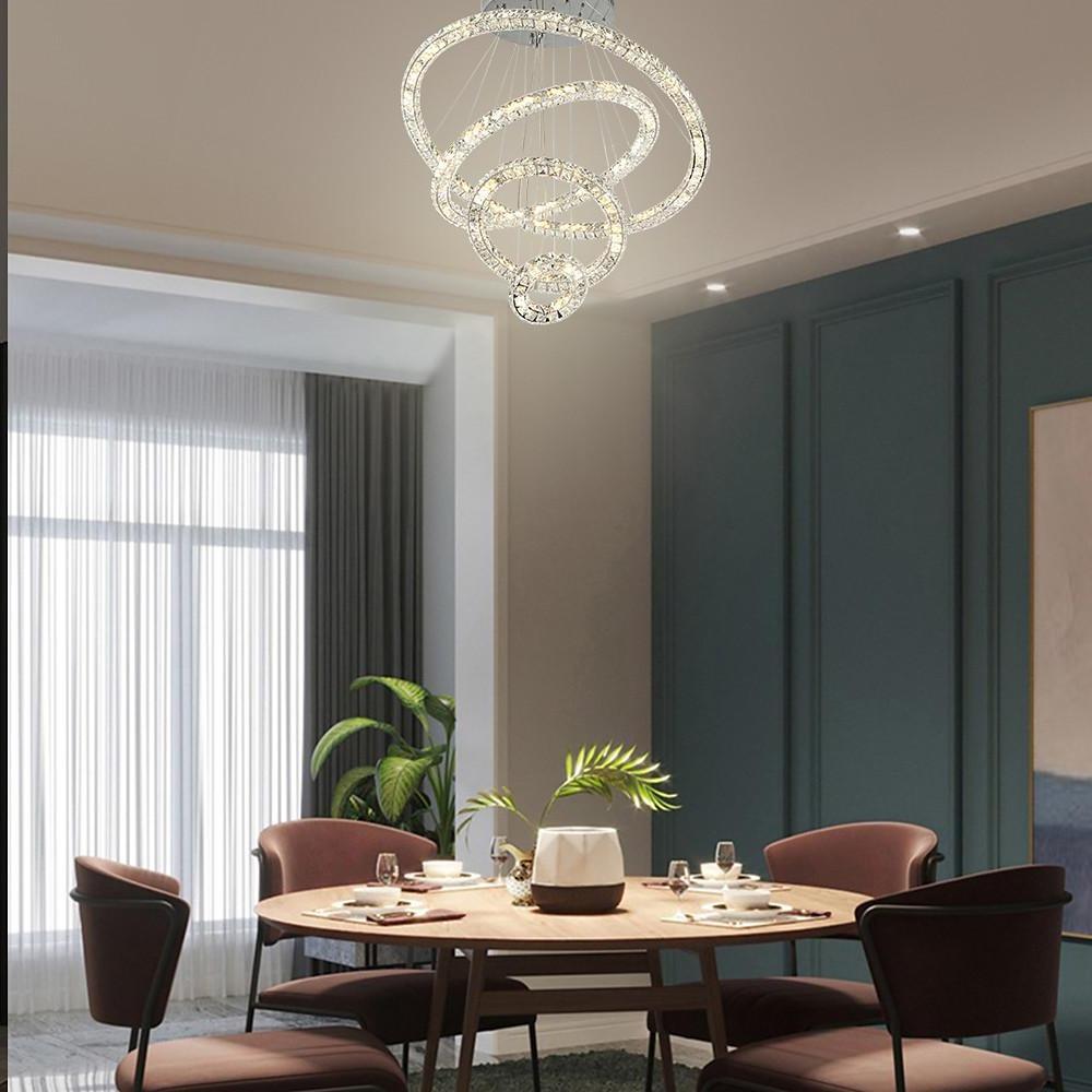 Crystal Tiered Ring Chandelier LED Pendant Light Vintage Design