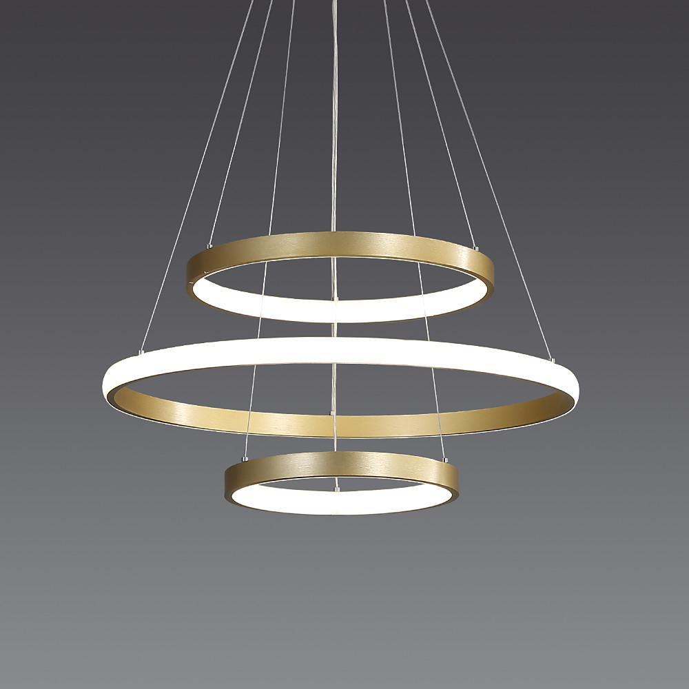 Adjustable Ring LED Chandelier - Dimmable Gold Contemporary Design
