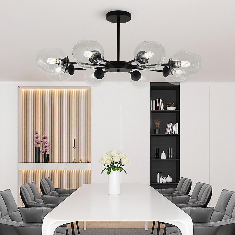Nordic Sputnik Chandelier Glass Globe Electroplated Aluminum