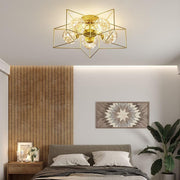 5-Light Star Cluster LED Flush Mount Ceiling Light - Gold Metal &