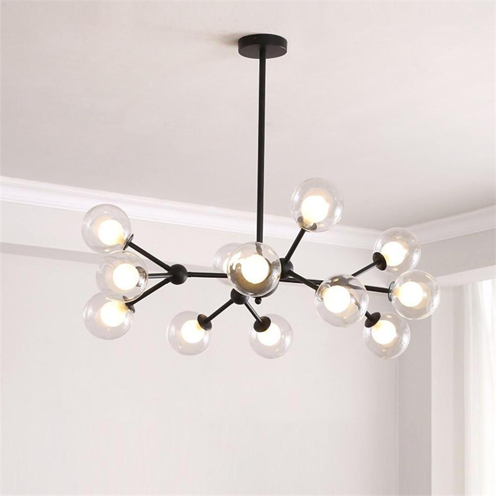 Modern Sputnik Chandelier with Glass Bubble Shades - 12 Lights