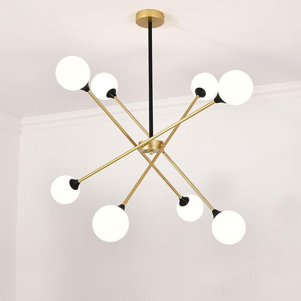 Modern Glass Sputnik Chandelier with Metal Frame