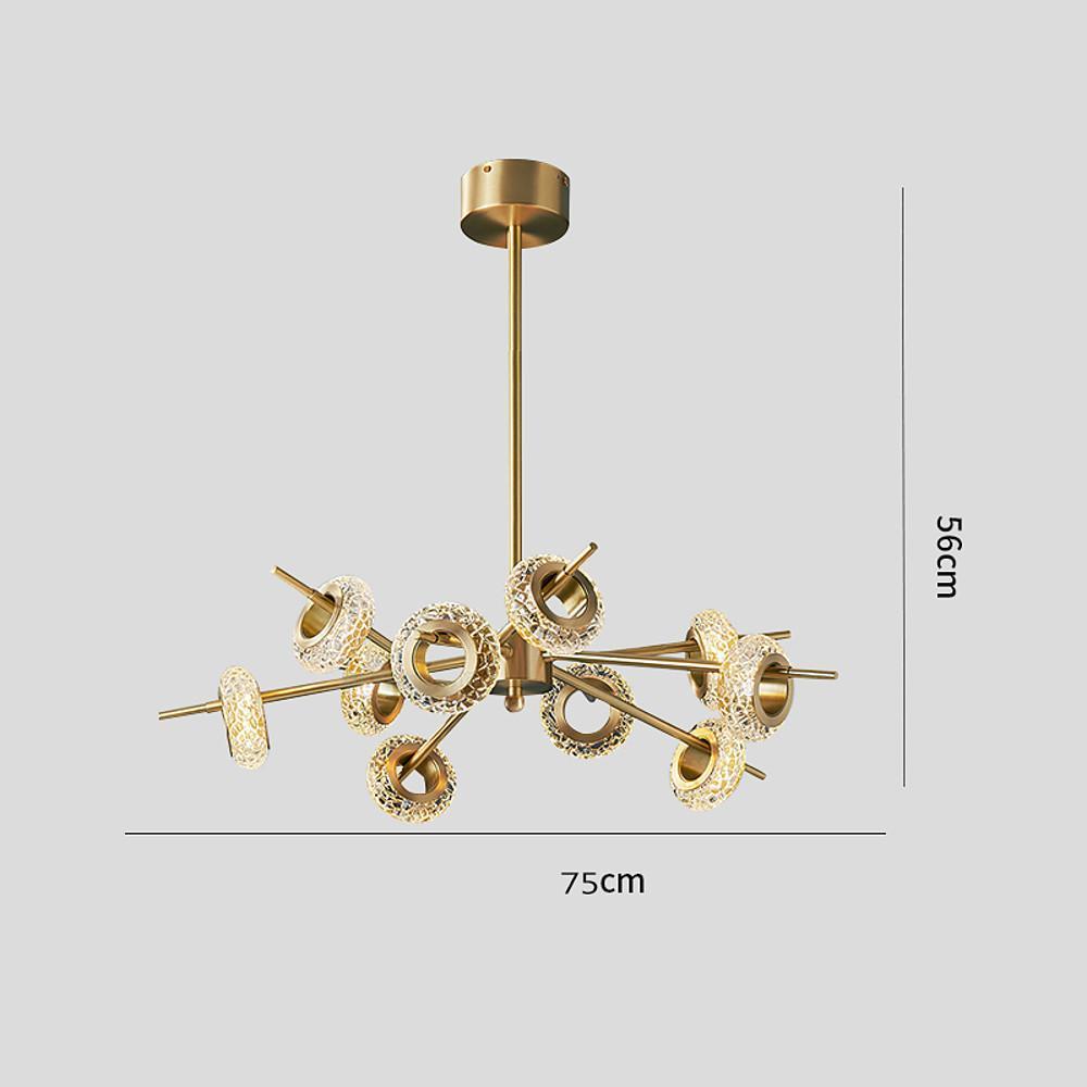Modern Sputnik Chandelier with Copper Finish and Glass Shades