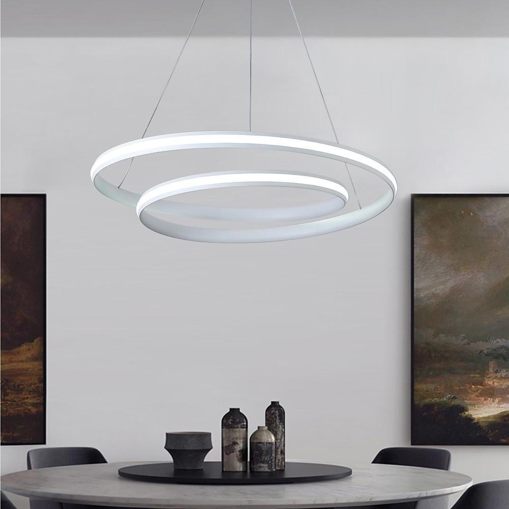 18" Spiral LED Dimmable White Modern Adjustable Pendant Light
