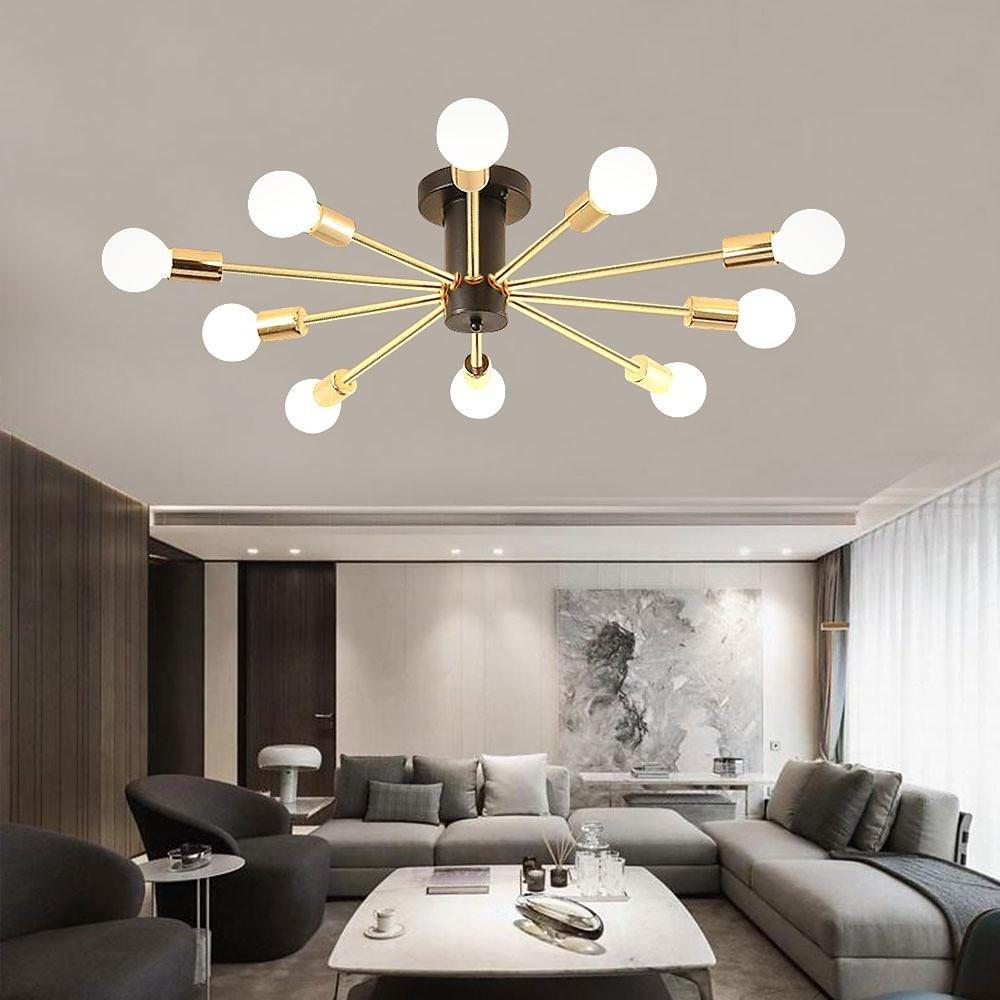 Modern Sputnik Chandelier - 10-Light Geometric Metal Pendant