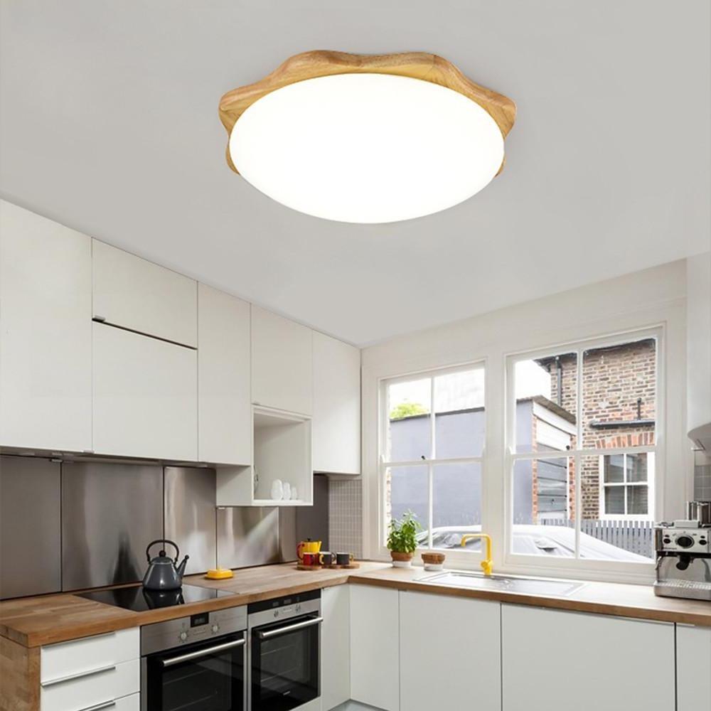 Minimalist Wood Flush Mount LED Ceiling Light - Nordic Style