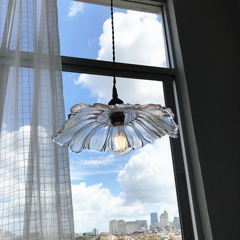 Nordic Flower Glass Pendant Light with Electroplated Copper Finish