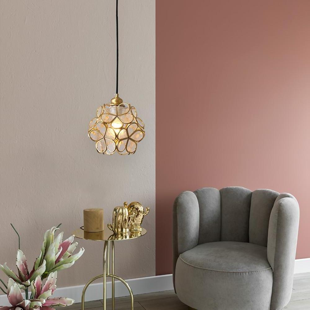 Floral Crystal Pendant Light Brass Copper Globe Chandelier