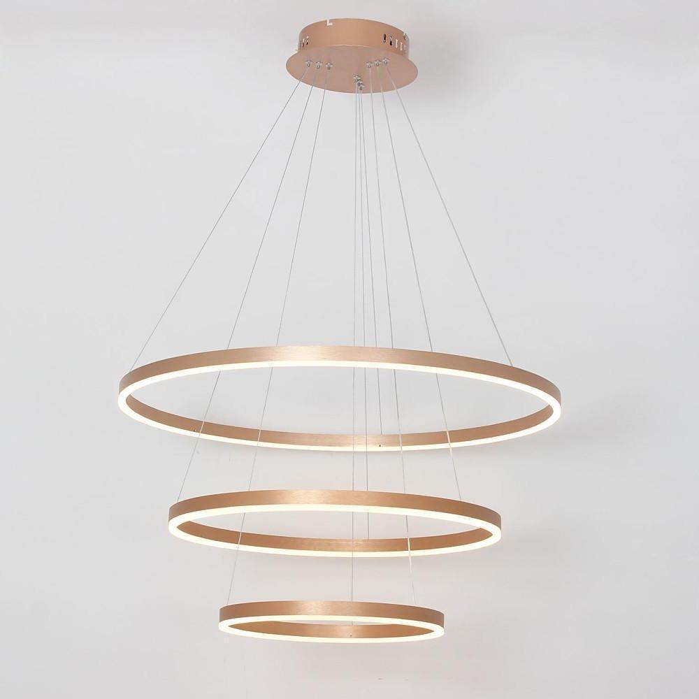 Triple Ring Modern Metal Foyer Chandelier with Dimmable LED