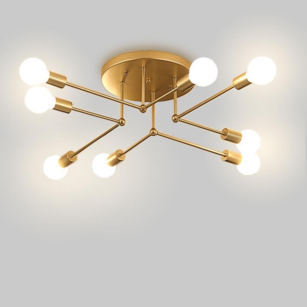 8-Light Modern Sputnik Semi Flush Metal Chandelier