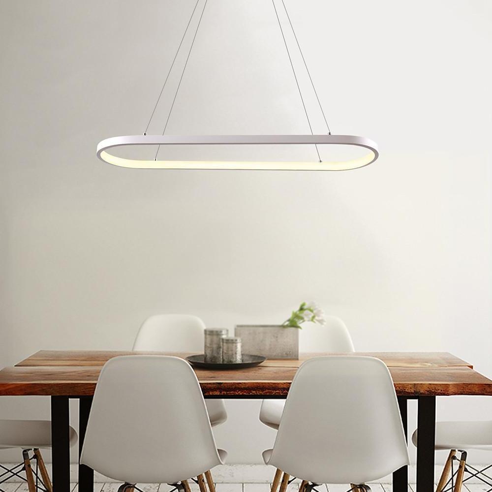 Modern Metal Pendant Light Curved Rectangular Design Dining Room