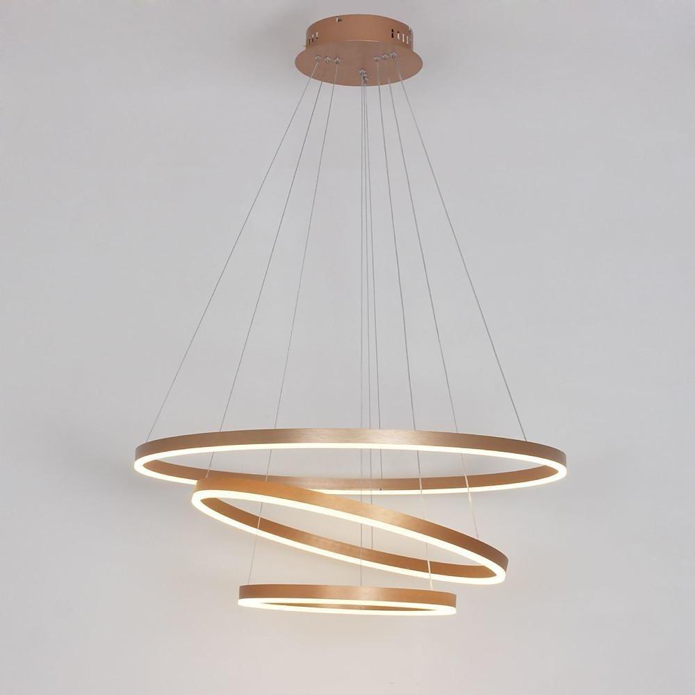 Triple Ring Modern Metal Foyer Chandelier with Dimmable LED